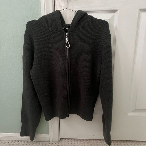 Tout a Coup Zip-up Knitted Hoodie (Dark Grey, size M) - Picture 3 of 5
